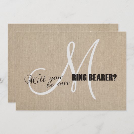 Rustikale Linen-Leinwand zum Hochzeitsring Einladung (Vorne/Hinten)