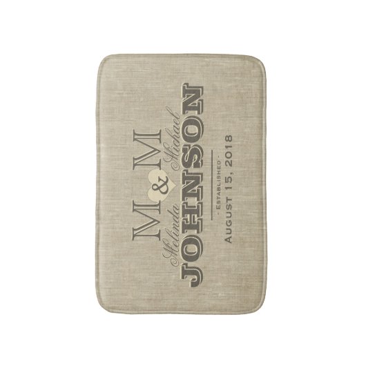 Rustikale Linen Monogram Badematte (Vorderseite Vertikal)