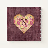 Rustikale Linen Monogramm Blumenkohl Hübsch Notizblock (Rückseite)