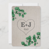 Rustikale Linen Pink Blumengrün Botanicals Hochzei Einladung (Rückseite)