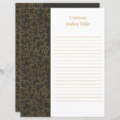 Rustikale Linenunterteilung Schwarze Rezept Binder (Vorne/Hinten)