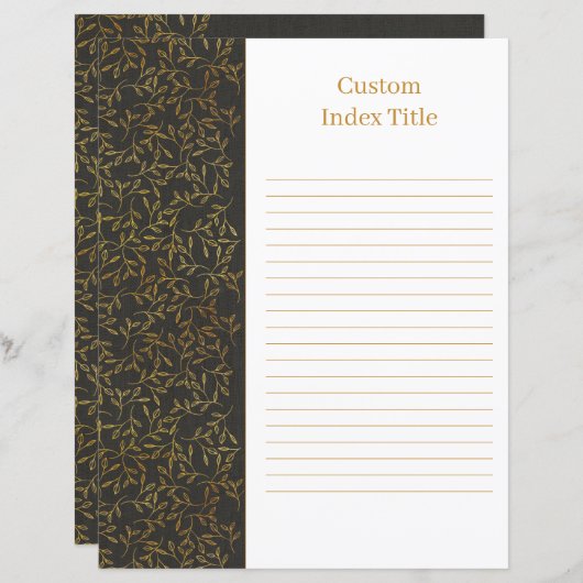 Rustikale Linenunterteilung Schwarze Rezept Binder (Vorne/Hinten)