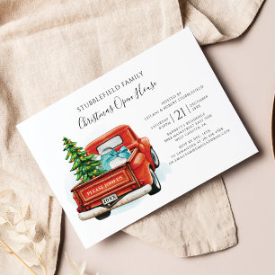 Rustikale LKW-Weihnachtseinladung im Karomuster Flyer