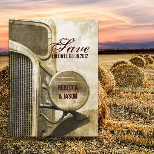 Rustikale LKW-Western-Hochzeit speichern Sie das D Ankündigungspostkarte
