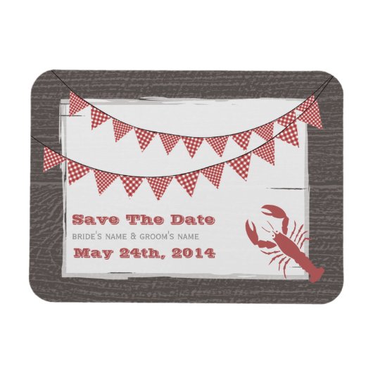 Rustikale Lobster & Gingham retten das Date Magnet (Horizontal)