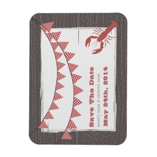 Rustikale Lobster & Gingham retten das Date Magnet (Vertikal)