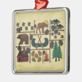 Rustikale Lodge Landhaus Weihnachten Silbernes Ornament (Links)