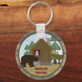 Rustikale Lodge: Landhäuschen mit Bären Schlüsselanhänger (Vorderseite)