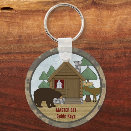 Rustikale Lodge: Landhäuschen mit Bären Schlüsselanhänger (Vorderseite)
