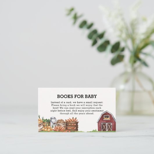 Rustikale lokale Veggie-Bücher für Babydusche Begleitkarte (Stehend Vorderseite)