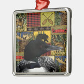 Rustikale Loon Northwood Kabine Ornament Aus Metall (Links)