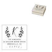 Rustikale Lorbeerskriptmonogramm-Rücksendeadresse Gummistempel (Stempel)