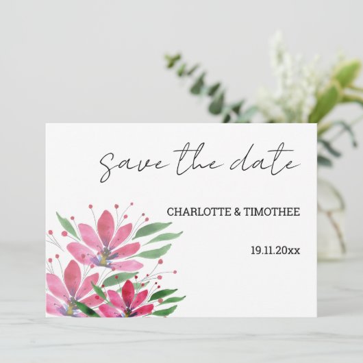 Rustikale Lotus Blume Save The Date (Stehend Vorderseite)