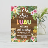 Rustikale LUAU Tropical Aloha Geburtstagseinladung Einladung (Stehend Vorderseite)