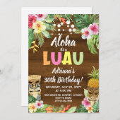 Rustikale LUAU Tropical Aloha Geburtstagseinladung Einladung (Vorne/Hinten)
