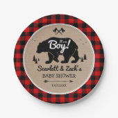 Rustikale Lumberjack Bear Boy Baby Dusche Pappteller (Vorderseite)