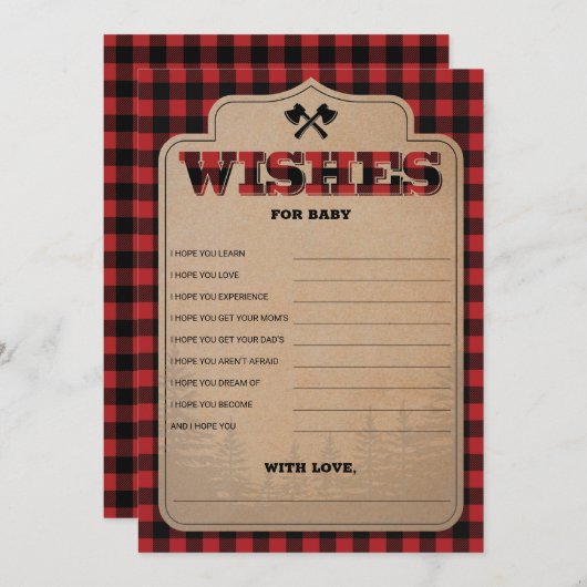 Rustikale Lumberjack Boy Babydusche Wünsche für Ba (Vorne/Hinten)