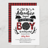 Rustikale Lumberjack Buffalo Kariert Baby Boy Dusc Einladung (Vorne/Hinten)