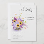 Rustikale Lush Sonnenblumen Gender Neutral Baby Du Einladung (Vorderseite)