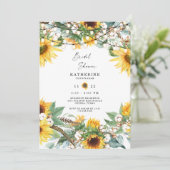 Rustikale Lush Sunflower Bouquet String Lights Einladung (Stehend Vorderseite)