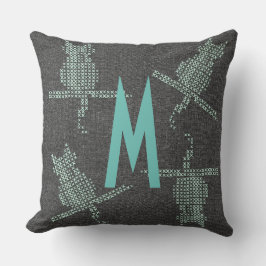 Rustikale, lustige Katzen Monogramm hinzufügen Kissen