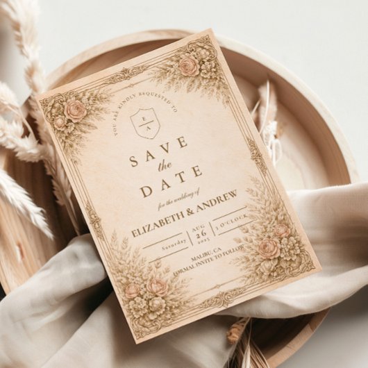 Rustikale Luxus-Botanische Florale Hochzeit Save The Date