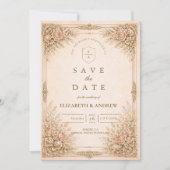 Rustikale Luxus-Botanische Florale Hochzeit Save The Date (Vorderseite)