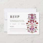 Rustikale Magenta Bows und Blume Hochzeit RSVP Karte (Vorderseite)