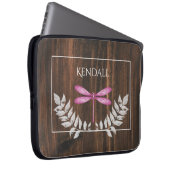 Rustikale Magenta Dragonfly Personalisiert Laptopschutzhülle (Vorne Rechts)