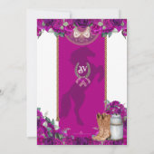 Rustikale Magenta Hot Pink Western Charro Quinceañ Einladung (Rückseite)