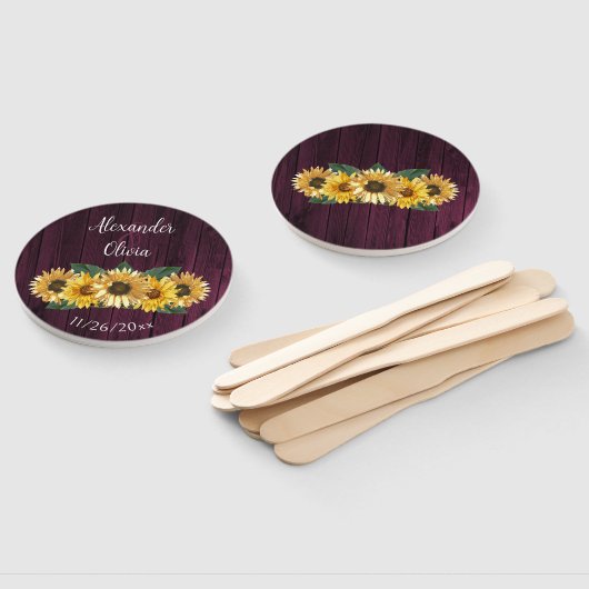 Rustikale Magenta Sonnenblume Gastgeschenk Hochzei Fächer (Non-assembled)