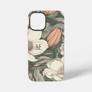 Rustikale Magnolien Bemalte Initialen Floral Botan iPhone 12 Mini Hülle