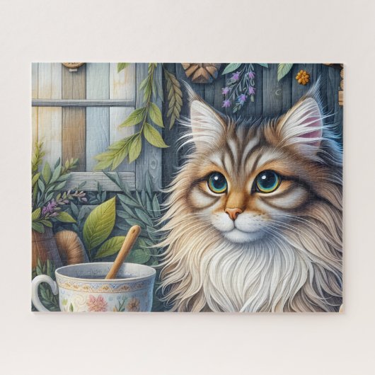 Rustikale Maine Coon Katze Puzzle (Horizontal)