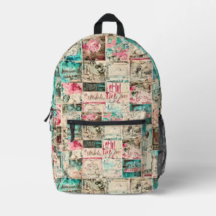 Rustikale Malerei Quadrate Muster Aquarell Bedruckter Rucksack