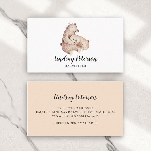 Rustikale Mama Bear Babysitter Business Cards Visitenkarte