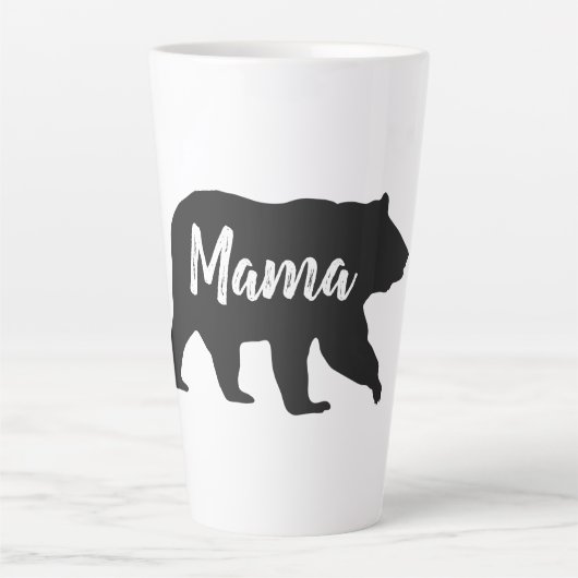 Rustikale Mama Bear Black and White Latte Tasse (Vorderseite)
