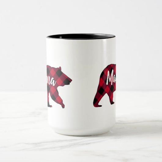 Rustikale Mama Bear Red Buffalo Karierte Tasse (Zentrum)