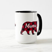 Rustikale Mama Bear Red Buffalo Karierte Tasse (VorderseiteRechts)