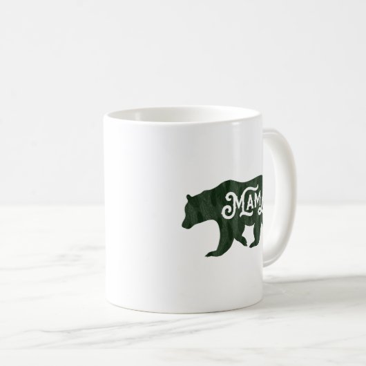 Rustikale Mama Bear Silhouette Typografie Kaffeetasse (VorderseiteRechts)