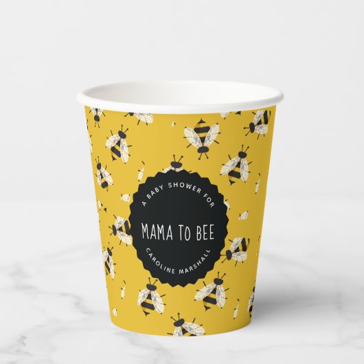 Rustikale Mama to Bee Baby Shower Paper Cup Pappbecher (Vorderseite)