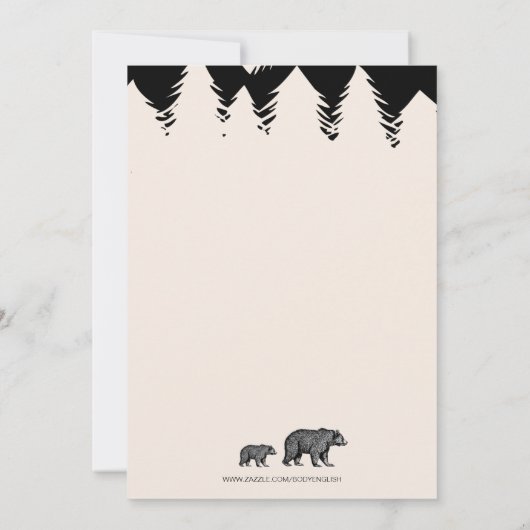 Rustikale Mama- und Baby-Bear-Babydusche Einladung (Rückseite)