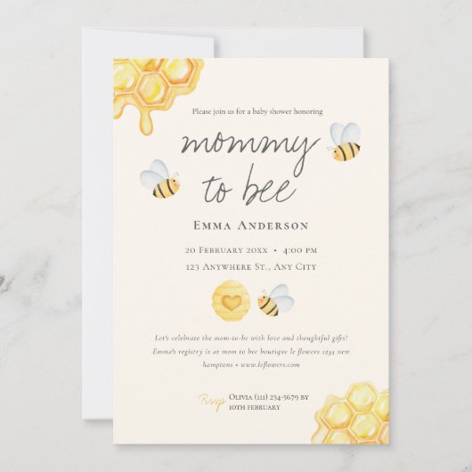 Rustikale Mami bis Baby-Dusche Einladung (Vorderseite)