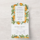 Rustikale Mandarine Citrus Orange Wedding All In One Einladung (Innen Boden)