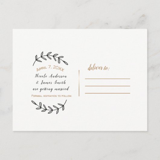 Rustikale Männchen und Weibchen tun Hirsche Birch  Ankündigungspostkarte (Rückseite)