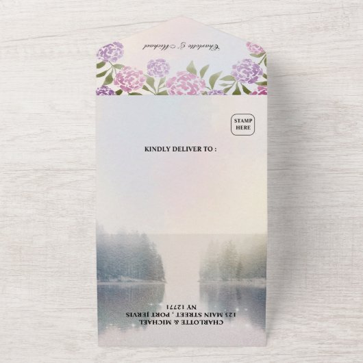 Rustikale Märchenfeier, bezaubernde Waldhochzeit All In One Einladung (Außenbereich)