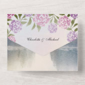 Rustikale Märchenfeier, bezaubernde Waldhochzeit All In One Einladung (Rückseite)