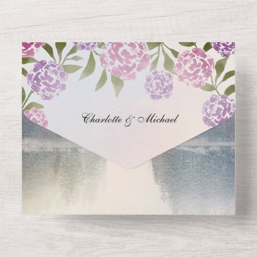 Rustikale Märchenfeier, bezaubernde Waldhochzeit All In One Einladung (Rückseite)