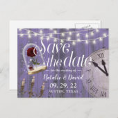 Rustikale Märchenhochzeit Lavendel Save the Date Ankündigungspostkarte (Vorne/Hinten)