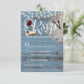 Rustikale Märchenmesse Dusty Blue Barn Wedding RSV RSVP Karte (Stehend Vorderseite)
