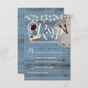 Rustikale Märchenmesse Dusty Blue Barn Wedding RSV RSVP Karte